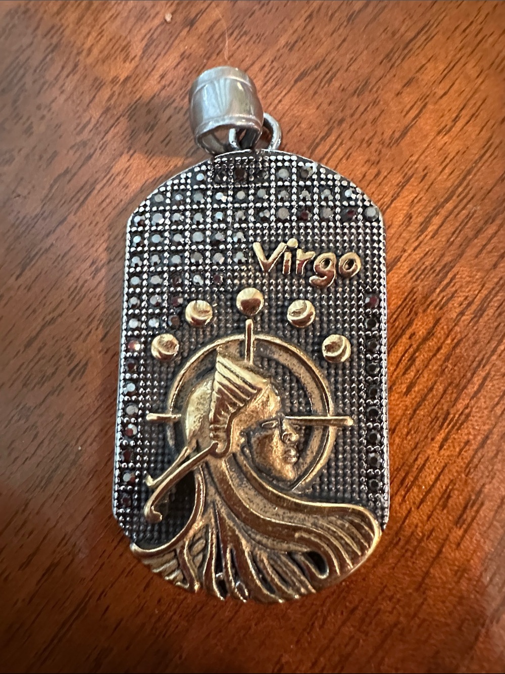 Virgo Zodiac Pendant Necklace - Two-Tone Silver & Gold